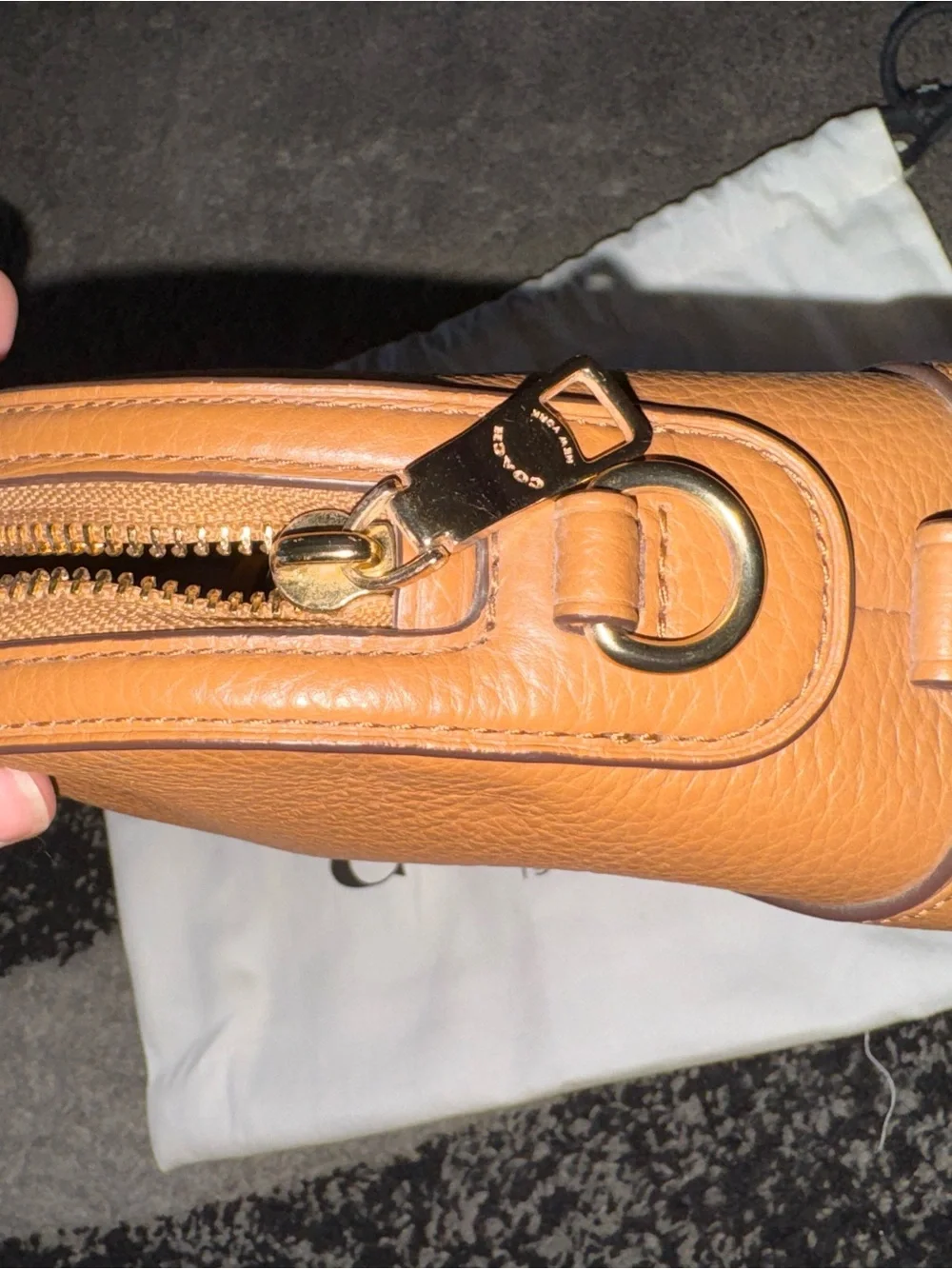 Coach Pebbled Leather Toiletry Pouch in Tan